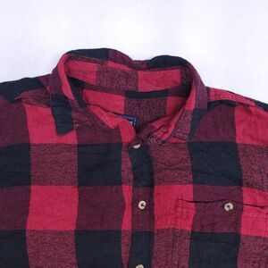Smiths Workwear Buffalo Check Flannel Long Sleeve Button Shirt Mens Size M Red